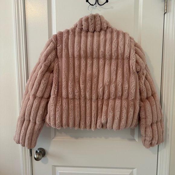 Anthropologie Ruf by Urf blush pink faux fur crop puffer jacket L - Picture 7 of 8
